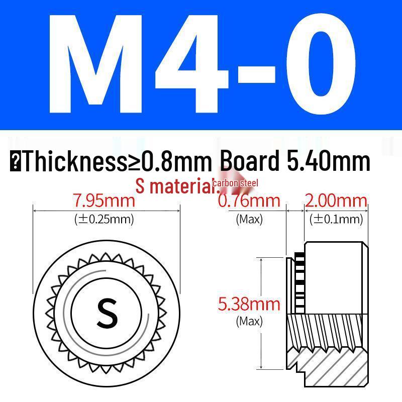 Förzinkat kolstål Clinchmuttrar för plåt - Storlekar: M2, M4, M5, M6, M8, M10, M12