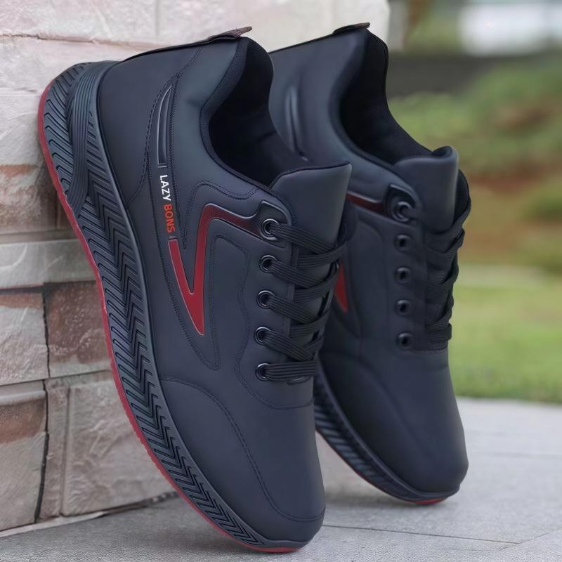 Men's shoes windproof sneakers trendy shoes autumn and winter soft-soled running shoes black leather sneakers
