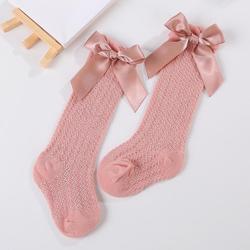 Baby Socks Solid Color Cute Bowknot Long Socks Toddler Socks