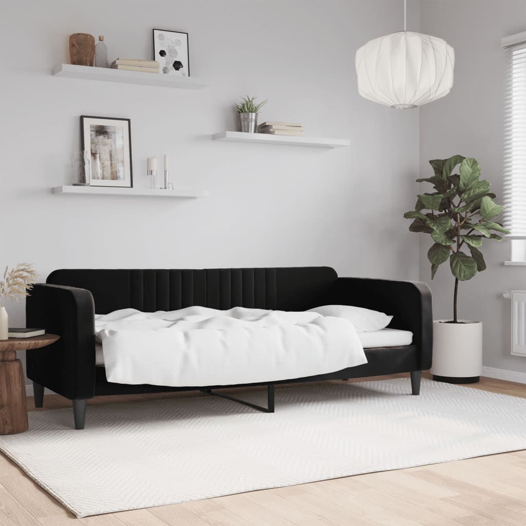 Vidaxl Sofa with Sleeping Function, Black, 80X200 Cm, Upholstered In Velvet