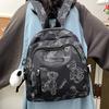 Schoolbag Textured Bear Printed Backpack Women's Fashion Lightweight Casual Student School Bag Large Capacity Short Trip Backpack