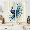2PC Blue Peacock Sheer Curtains – Vibrant Print   Soft Polyester   Pocket Rod   Machine Washable for Living Room & Bedroom