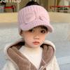 Leere Oberseite Ohrenschutz Wollmütze Baby Mädchen Schleife Gestrickte Entenschnabelmützen 3-10 Jahre Kinder Winter Warme Ohrenschützer Mütze Kinder Beanies
