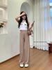 2025 Women's Rock Candy Wide Leg Ice Silk Pants: Summer Loose, Slimming, and Draping Straight-Leg Design