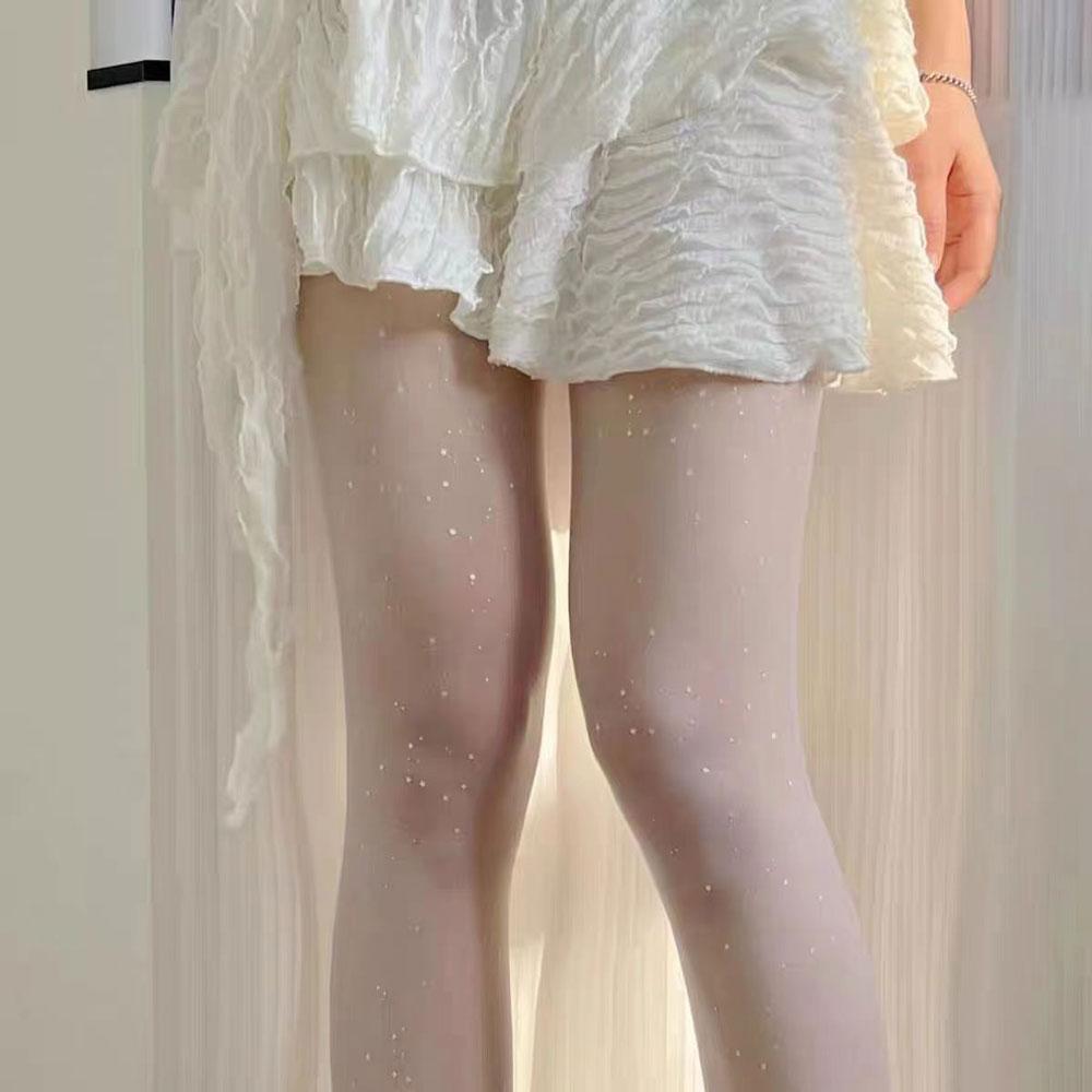 Sexy Shiny Stockings Y2k Women Transparent Tights Goth Pantyhose Slim Thin Nylon Tights Black Starry Sky