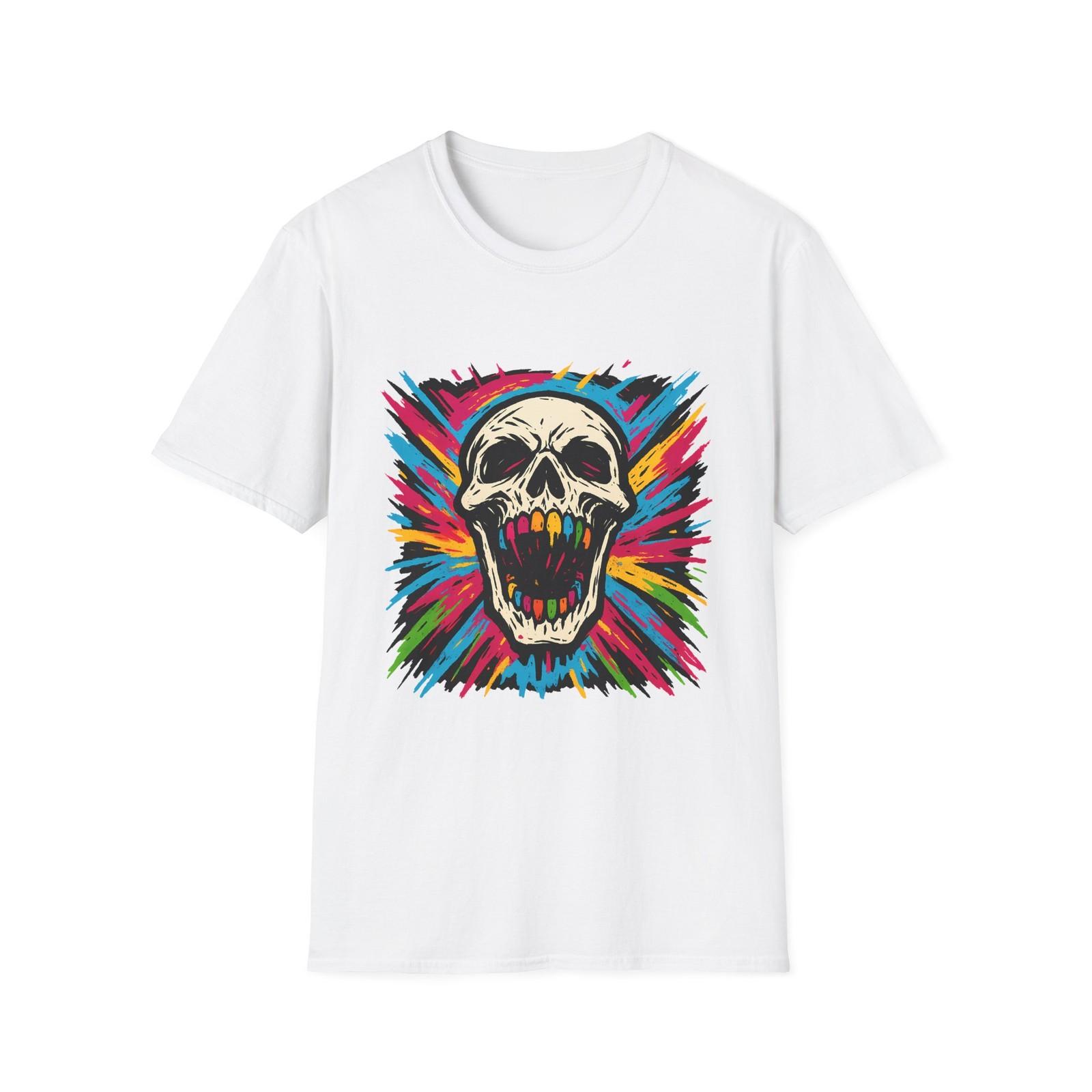 Unisex Softstyle T-Shirt Skull Rainbow Teeth Graffiti Street Art S