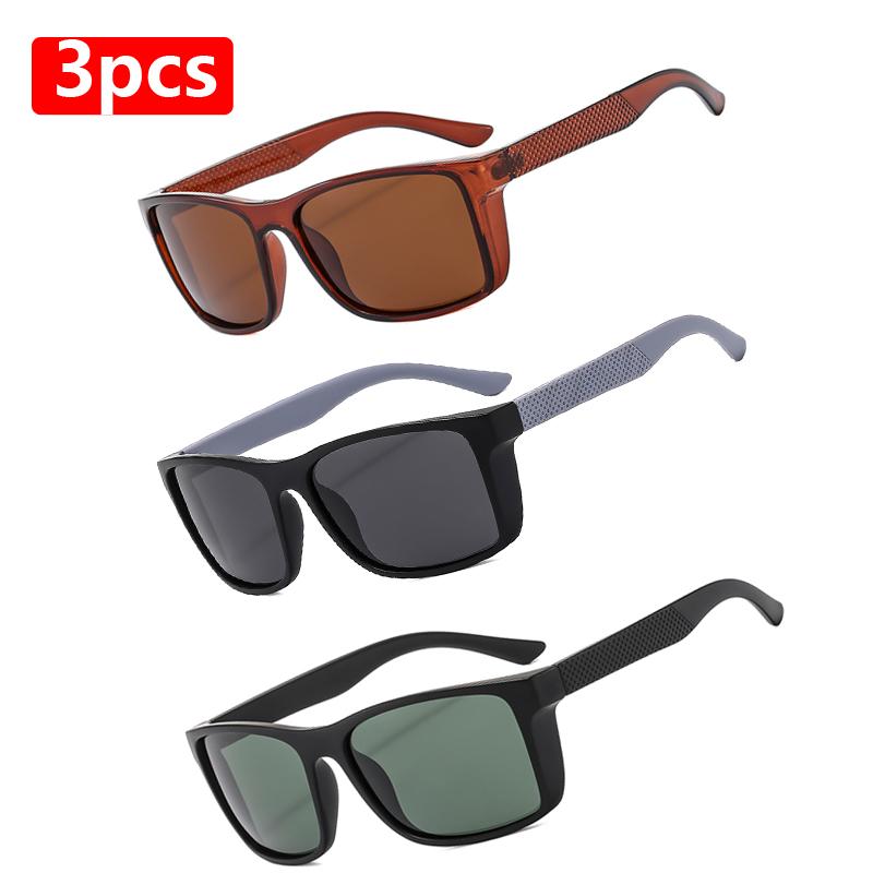 3 Piece Square Polarized Sunglasses Men Women High Quality Rectangle Sun Glasses Driving Cycling Glasses Outdoor Eyewear Unisex