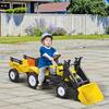Children's Pedal Tractor with Front Loader and Trailer, Yellow/Black, Ages 3+