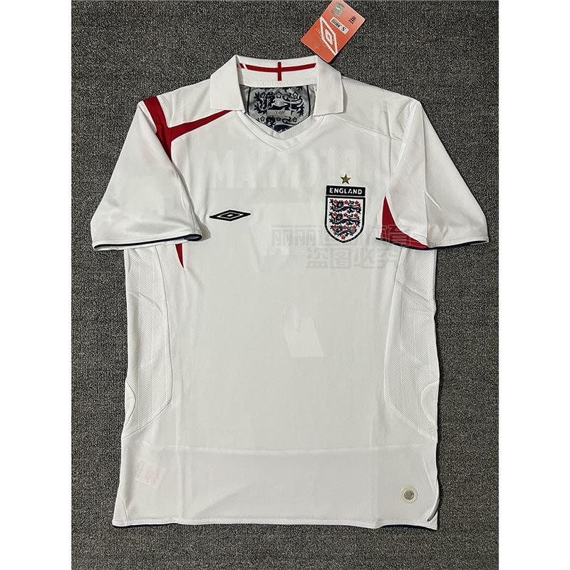 2006 England retro jersey home long-sleeved No. 7 Beckham football jersey 02-9 Rooney short-sleeved set S
