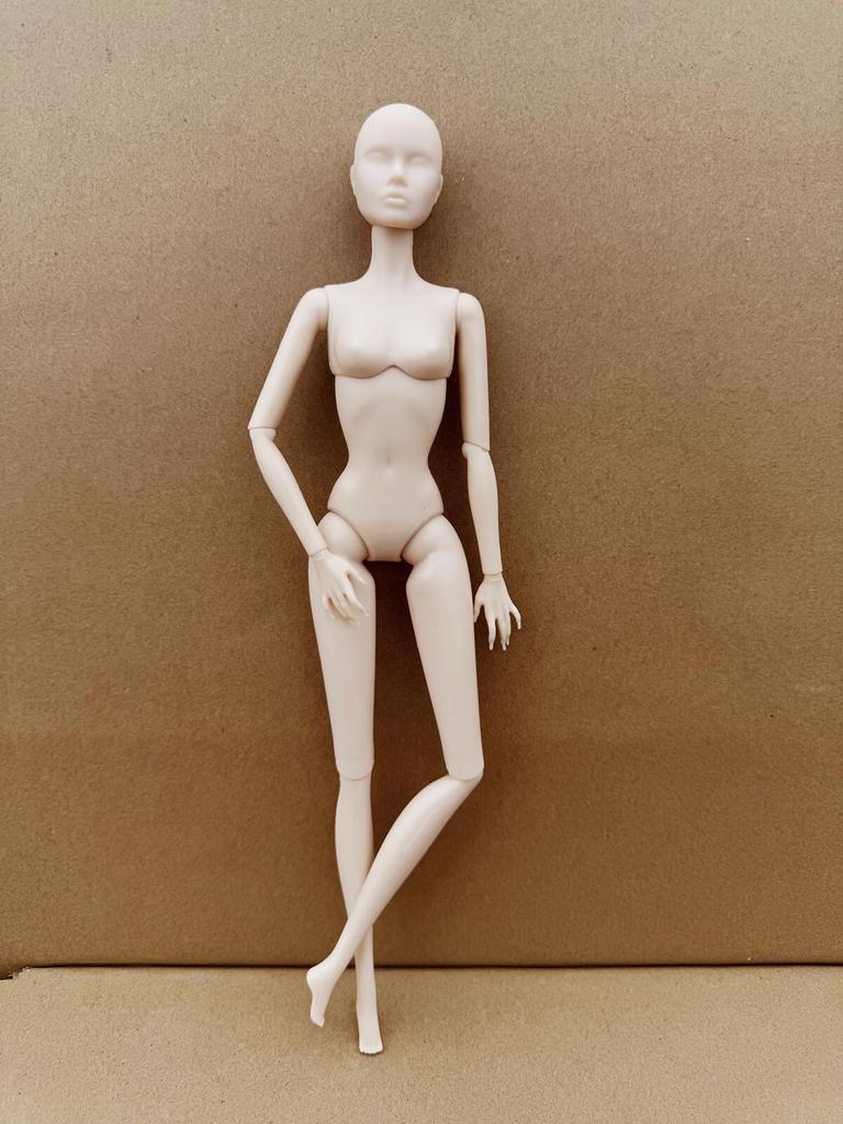Vintage 1/6 PP Face Mold Doll Figures Joints Movable Solid Doll 30cm Blank Face Head Make Up Practice DIY Doll Playing Parts