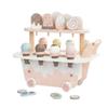 Pretend Ice Cream Cart Wheeled Wooden TwoLevel Play Treats Set for Kids
