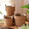 Handmade Woven Planter Basket Laundry Storage Decorative Basket Rattan Straw Garden Flower Pot Sundries Storage Basketes