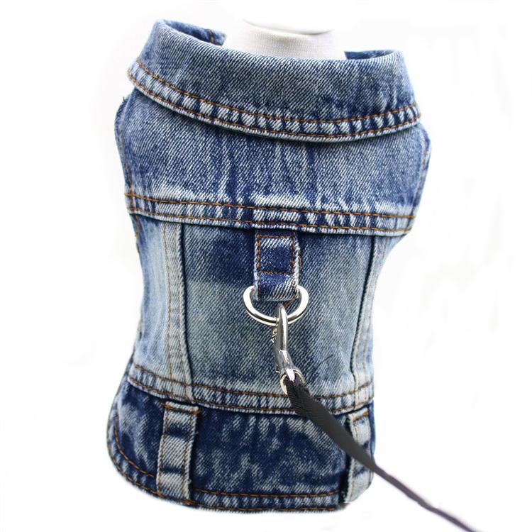 

Pet Dog Denim Jacket Dark Wash Sleeveless Towable Jeans Vest Coat for Small Medium Dogs Cat Puppy Spring/Autumn Clothes Apparel XS（old）
