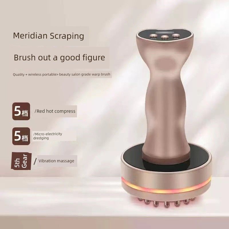 Electric Meridian Dredging Massage Brush Five Elements Meridian Brush For Home Gua Sha Scraping Massager Back Leg Massage Vibration Heating Five Elements Electric Meridian Brush