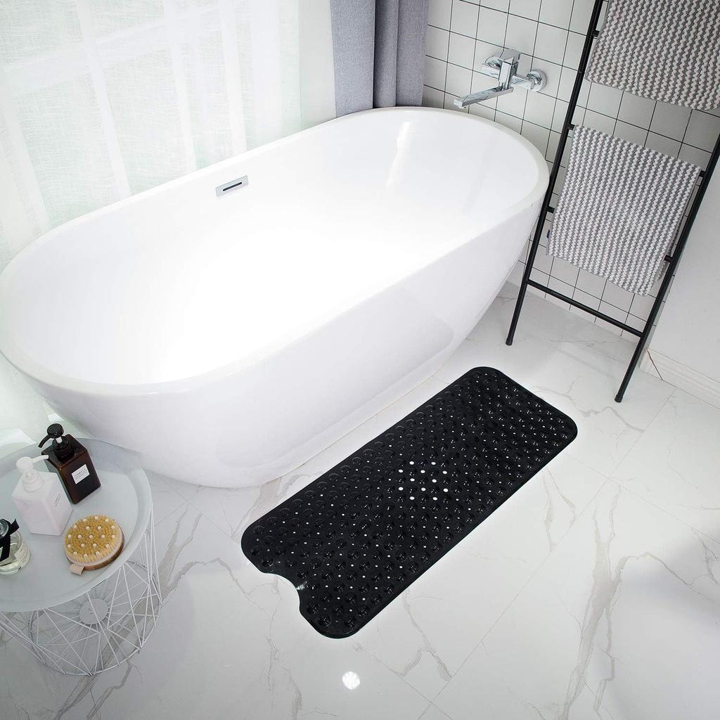 PVC Non-Slip Bath Massage Mat with Drain Holes Bubble Raised Suction Cups for Bathroom Bathtub Floor Use