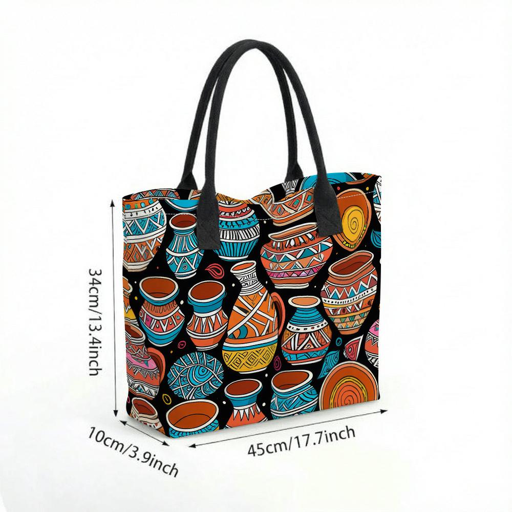  Bohemian Pottery Printed Tote Bag 