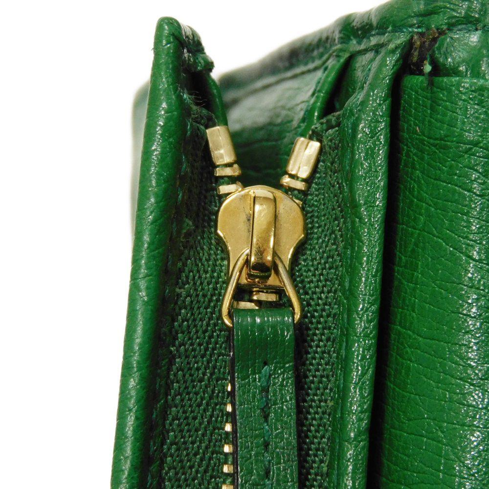 Used Double G Exotic Compact Wallet 9539 456126 7941 Petit Marmont GG Marmont Ostrich Green Unisex from Japan AUTHENTIC