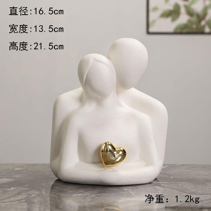 Ceramic Figure Figurines Modern Decoration Home Sculpture Nordic Decorative Abstract Couple Statue Living Room Crafts Ornaments
