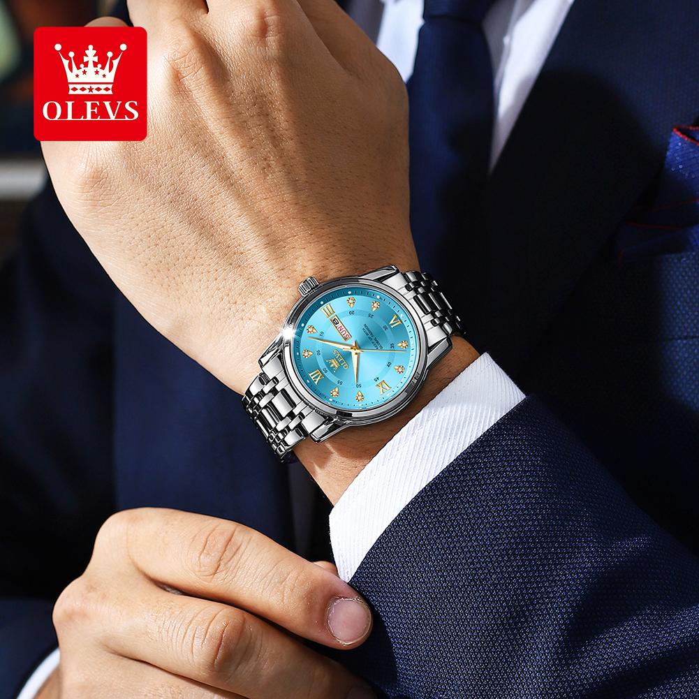 OELVS Men's Watches Top Brand Casual Original Wristwatch Waterproof Stainless Steel Scratch-Resistant Mirror Watch for Man
