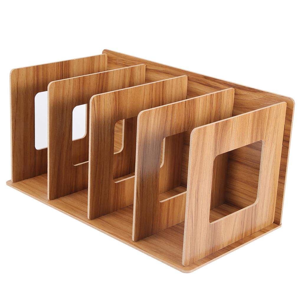 Wooden DIY Desktop Bookshelf Rack Books DVD Storage Magazine Holder for Students Kids Adult #02