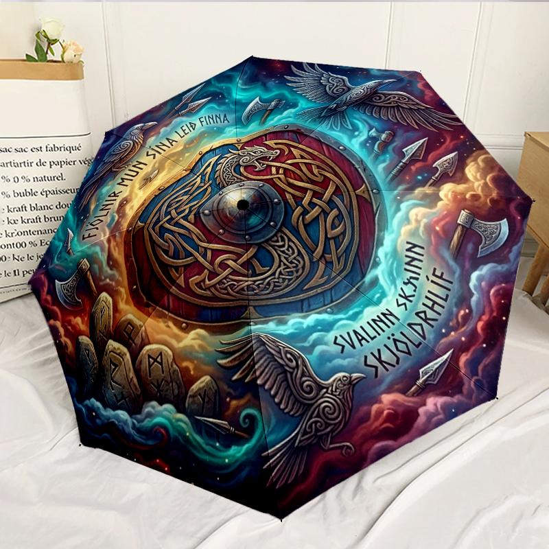 Viking Shield Design 8-Frame for Travel, Camping, Casual Lightweight Portable Umbrella, Essential for Every Family Holidays Birthday Gift