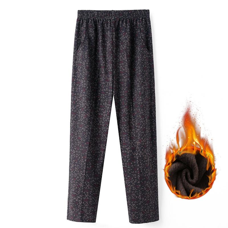 

9XL Большие брюки для бабушки с эластичным поясом и цветочным принтом Свободные брюки для женщин среднего и пожилого возраста Плотные брюки из бархата Тонкие брюки весна-осень 6XL