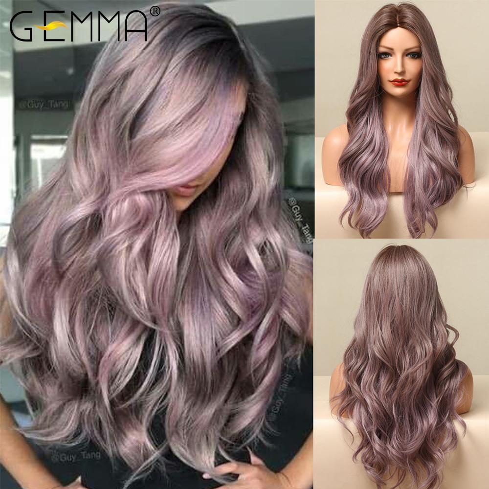GEMMA Roodbruin Koper Gember Lange Rechte Synthetische Pruiken voor Vrouwen Natuurlijke Golf Pruiken met Pony Hittebestendig Cosplay Haar gray