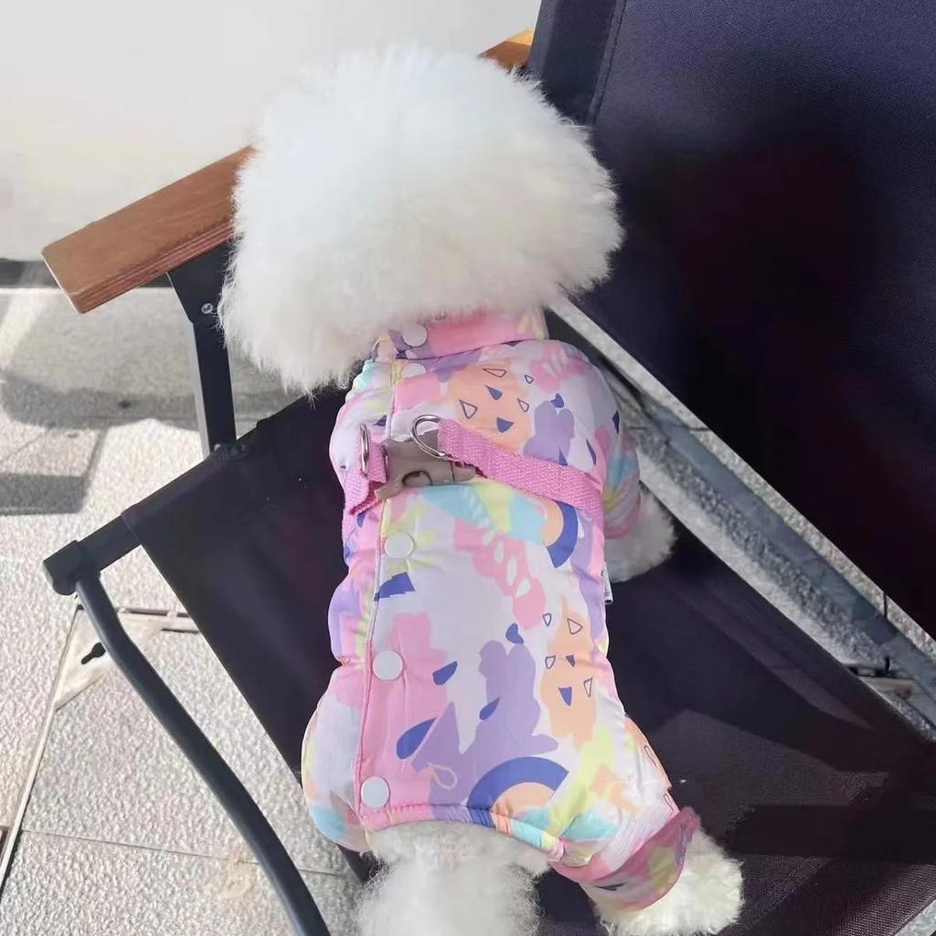 Pet Autumn Winter Clothes Four Legged Clothes Thick Parkas Belly Protection Female Dog Jumpsuit Warmer Clothes Four Legged Coat