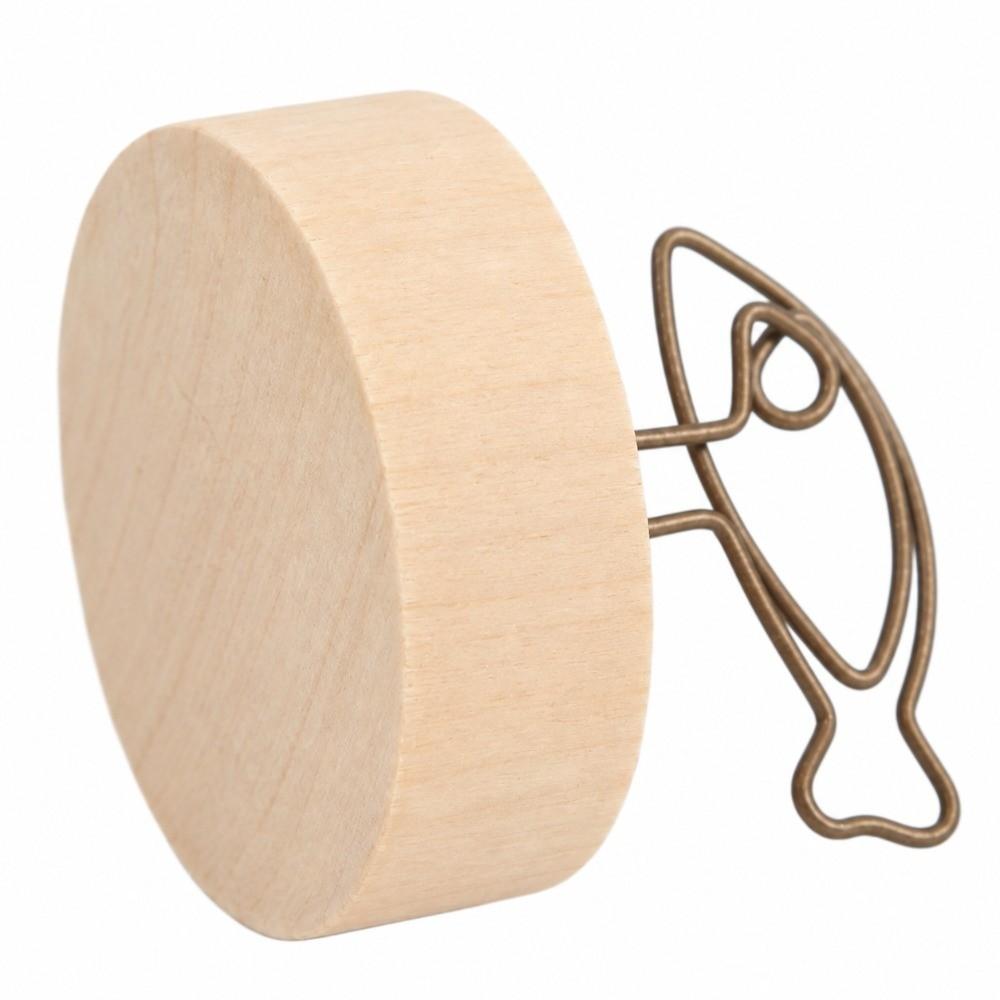 10PCS Wood Round Wood Clip Metal Clip Message Stand Tabletop Display Vintage Card Clip  Cafe Counter