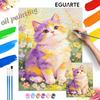 Digital Oil Painting Kits Are Ideal for Professional Art Purposes and Cute Cat with Flowers Home Wall Decoration.