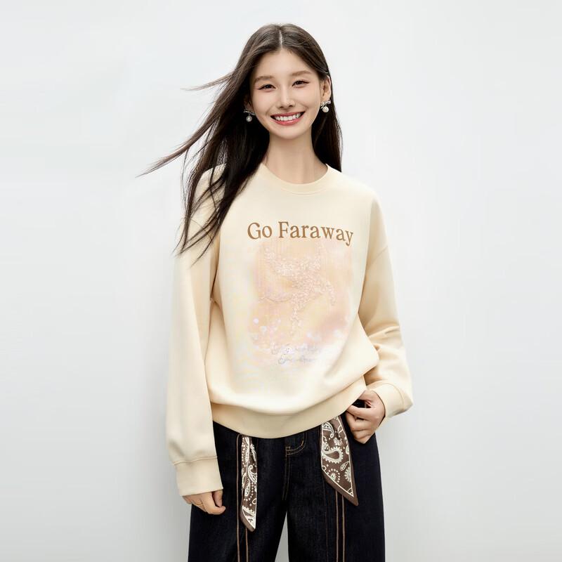 Women s Elegant Round Neck Letter Print Sweatshirt L