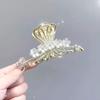 Elegant Chinese Rose & Lily Hair Claw Clip - Vintage Style for Women