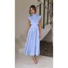 Women's High Neck Sleeveless Midi Dress Loose Cutout Waist Pleated Elegant Casual Solid Color Party Dress