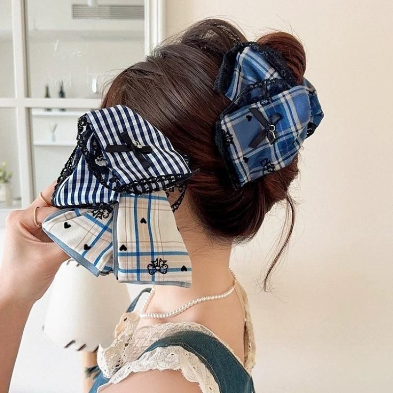 British Style Bow Hair Claw Clip For Women Girls High-End Temperament Ponytail Shark Clip Fashion Hair Accessories Gift