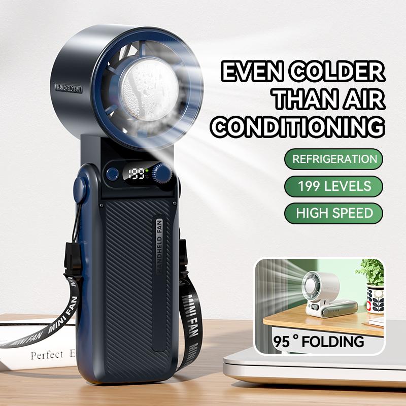 

New JF168 ice pack high-speed fan with 199 speed regulation, long endurance, high wind power, handheld folding mini fan серый
