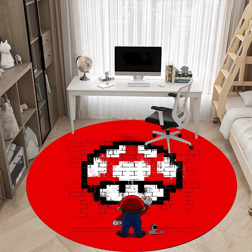 1pc Mario Office Round Area Rug, Bedroom Living Room Home Decor, Room Deco, Offic a1016202