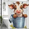 Cute Calf Ironton Shower Curtain, Bathroom Decorative Shower Curtain, Waterproof Shower Curtain with Hooks