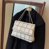 Chic Plaid Chain Shoulder Bag For Women Trendy Commuting Underarm Bag