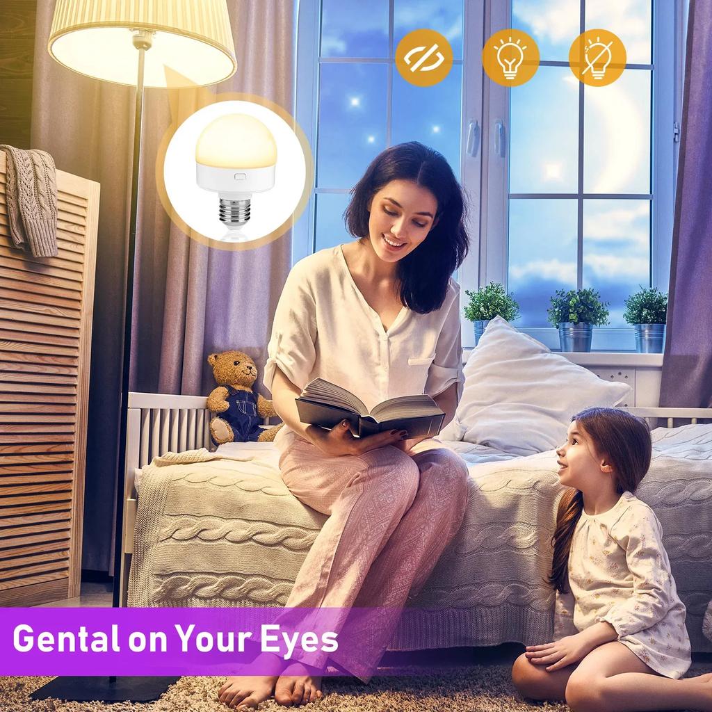 E27 USB Control Rechargeable LED Smart Bulb Color Temperature 15 Brightness Levels RGB Timer Function with Remote Controller