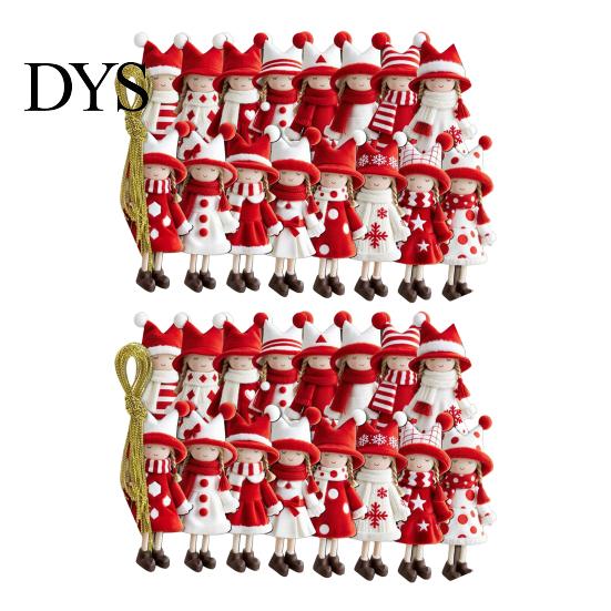 Seasonal Tree Hanging Tags Red And White Doll Pendants for Christmas Tree, Decorative Wooden Girls Natural Wood Craft Decor Ornament, Ornaments