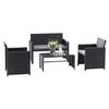 Lounge Set Black Glass S 2+F 1+TB Wilsa Garden