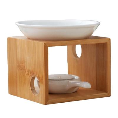 Diffuseur Chauffant à Huile Essentielle Élégant en Bois avec Bol Céramique Amovible pour un Nettoyage et un Entretien Faciles