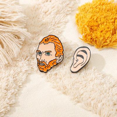 European and American Van Gogh Drip Oil Alloy Head Brooch