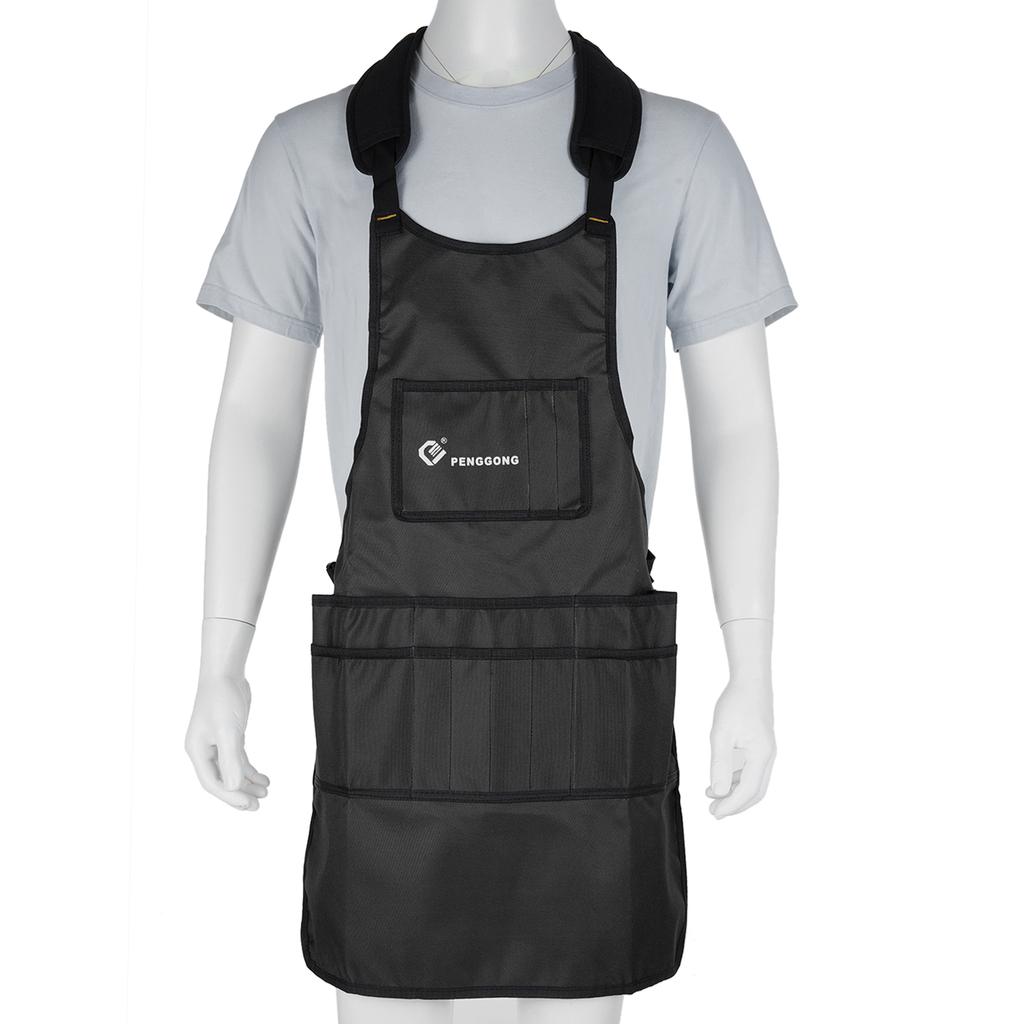 PENGGONG Oxford Fabric Waterproof Bib Kitchen Apron with Pockets Adjustable Neck Strap Unisex BBQ