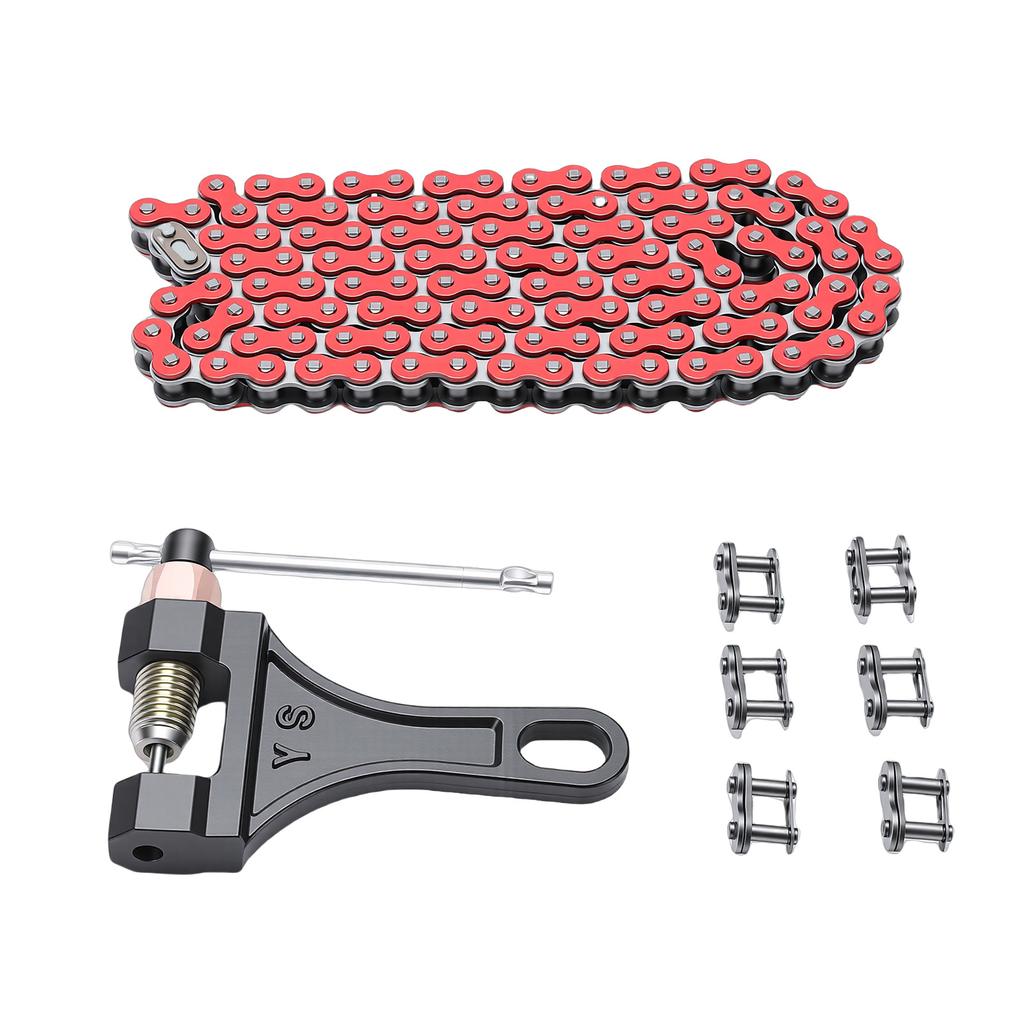 420 Motorcycle Chain 120 Links Steel 6 Master Links Roller Chain Replacement for CRF150 Grom 50ml 70ml 90ml 110ml 125ml