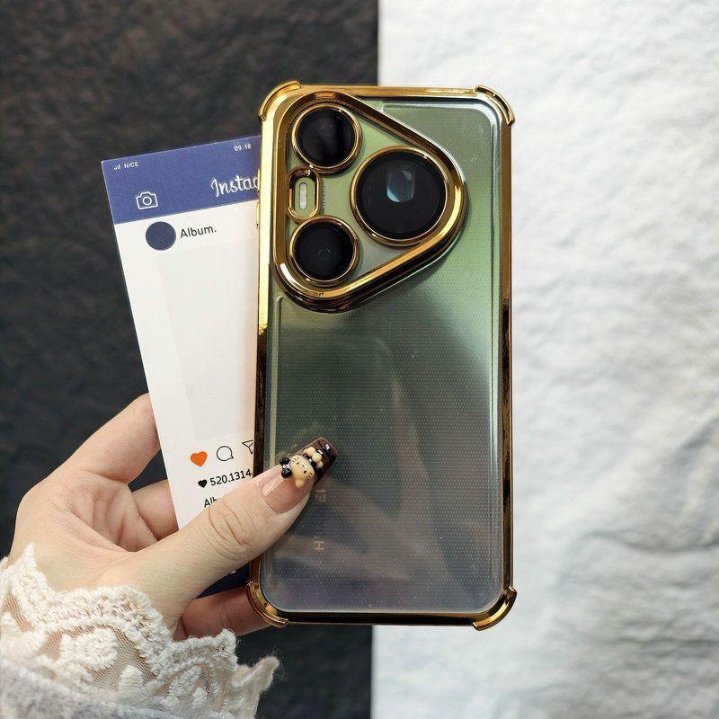 For Huawei Pura 90 Pro/90Pro Max 80 80Pro 80Ultra Case Luxury Electroplated Transparent Frame Anti-yellowing Shockproof Cover