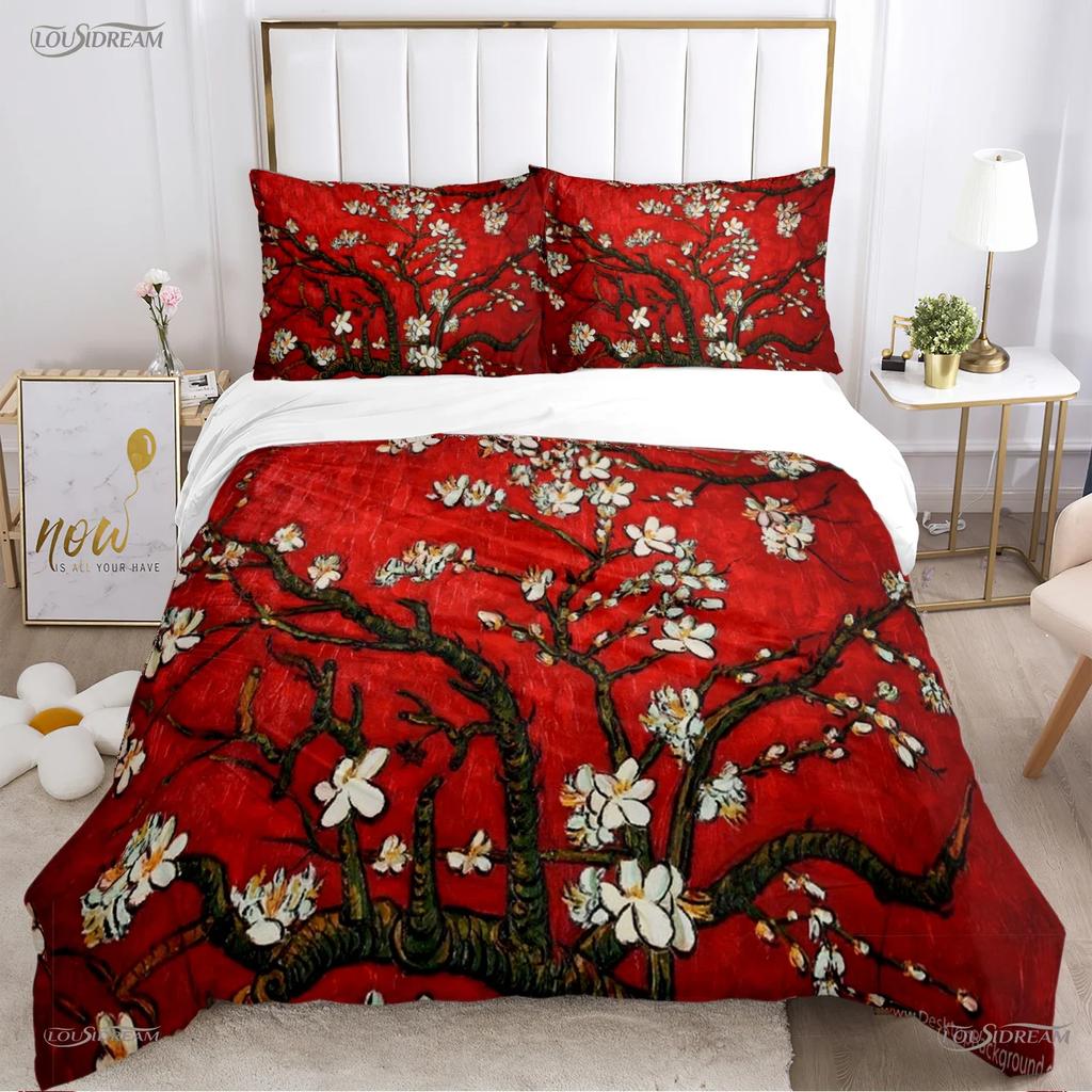 Van Gogh Art Cute Kawaii Duvet Cover Comforter Bedding set Soft Quilt Cover and Pillowcases for Teens Single/Double/Queen/King