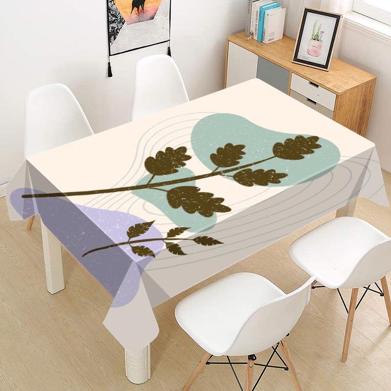 Abstract Leaves Tablecloth Oxford Fabric Square/Rectangular Dust-proof Table Cover For Party Home