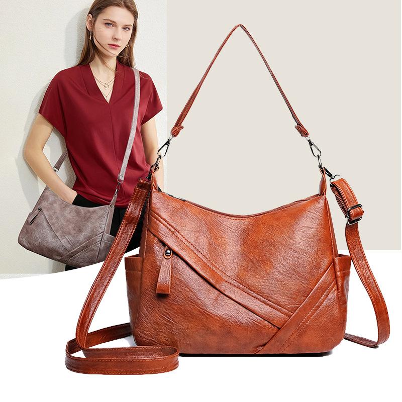 

Ретро сумка через плечо женская комбинированная сумка под мышкой, высококлассная сумка-мессенджер, женская универсальная женская сумка коричневый