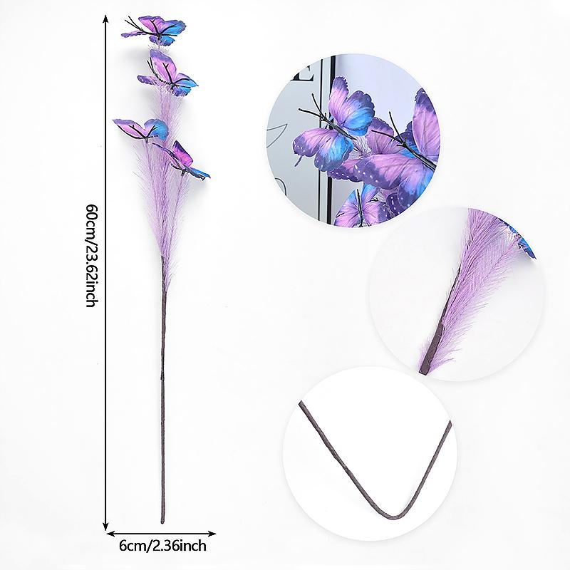 1PC Bouquet Home Party Plastic Decorative Simulated Butterfly Ornament Fabric DIY Artificial Flower Wedding 3 Colors